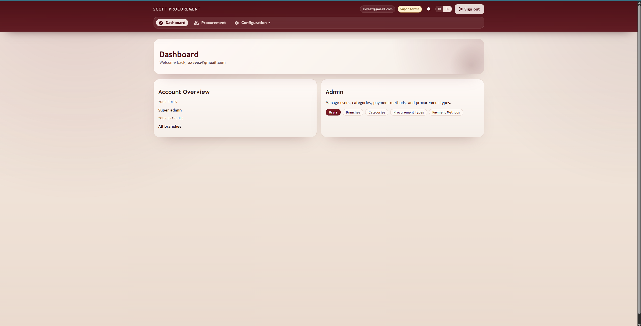 Scoff Procurement screenshot