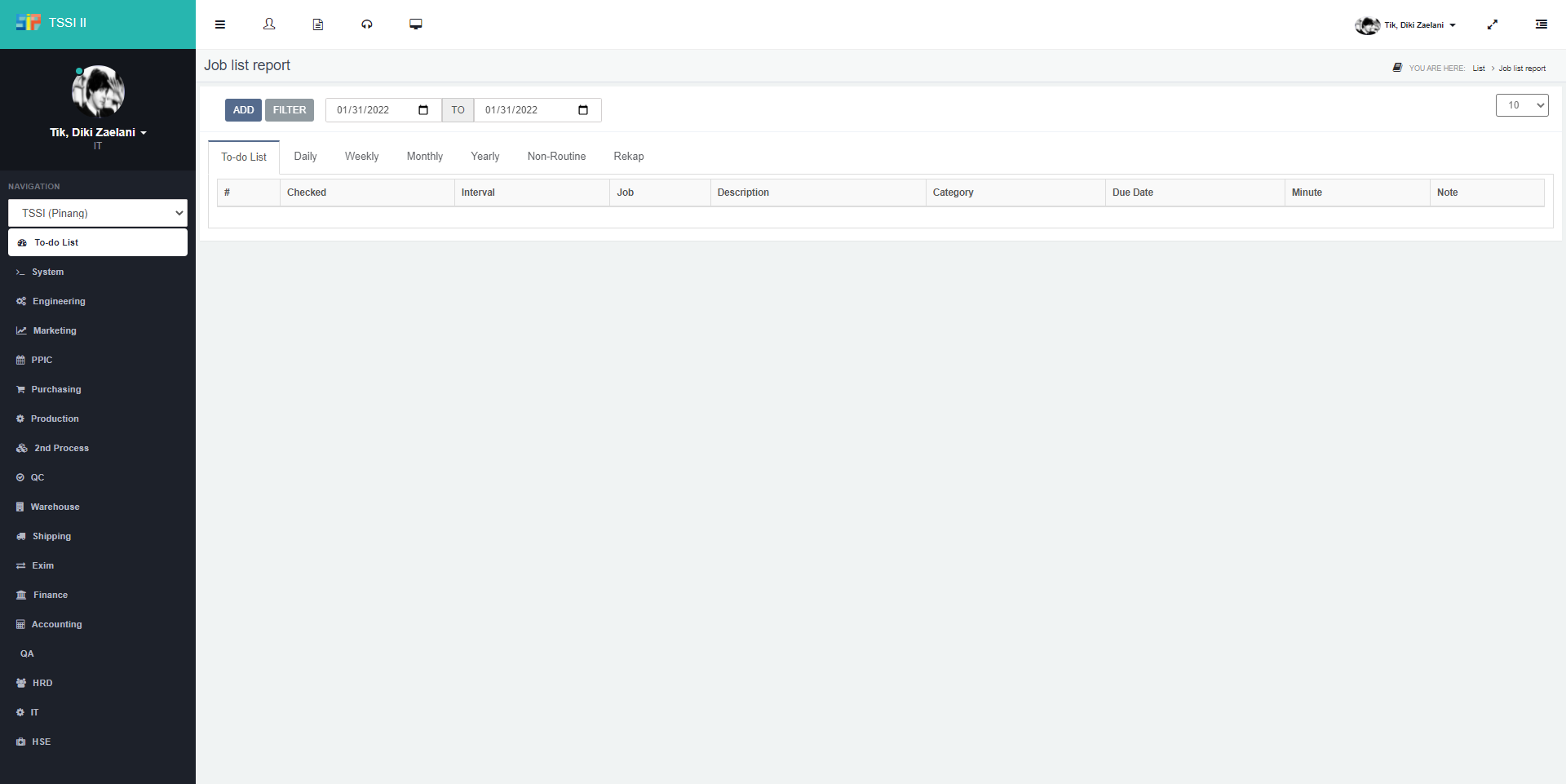Sistem Informasi Produksi screenshot